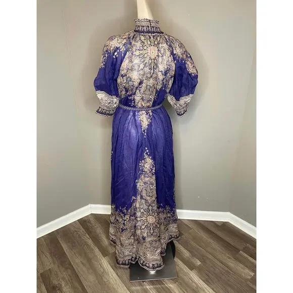 Zimmermann Blue and Gold Maxi Dress - Picture 8 of 11